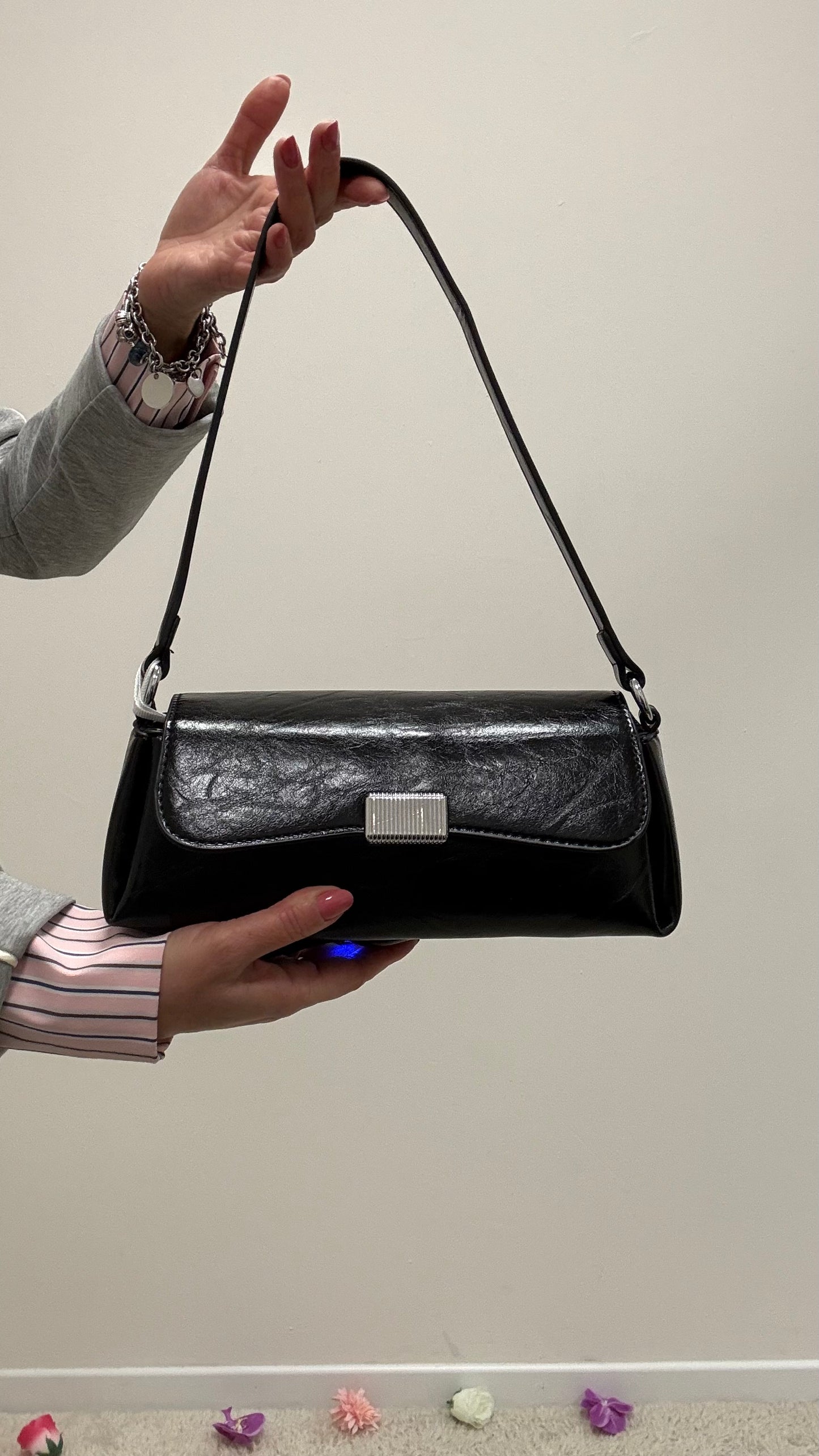 Borsa baguette ecopelle semilucida Memoire