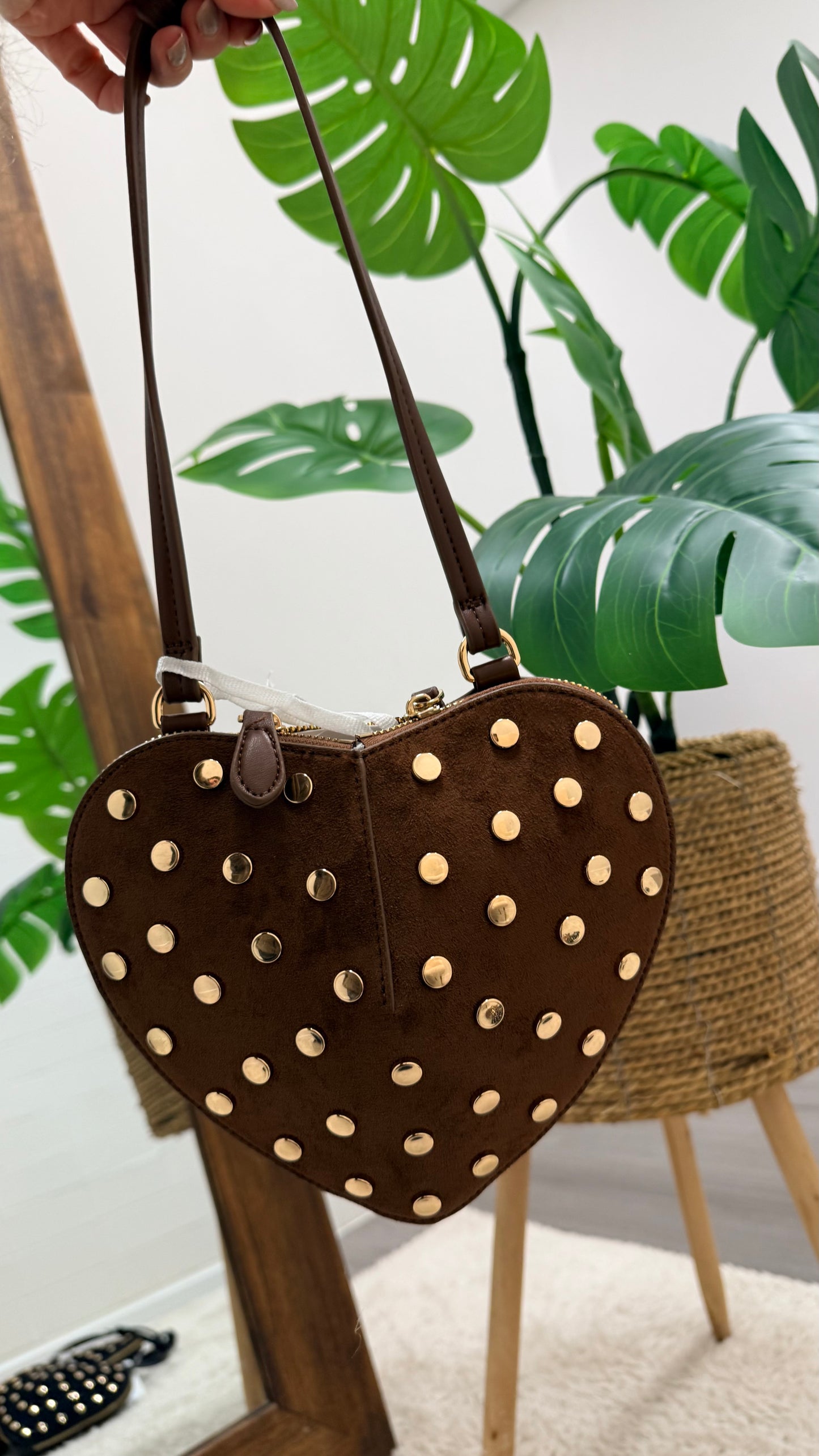 Borsa cuore borchie oro moro Memoire