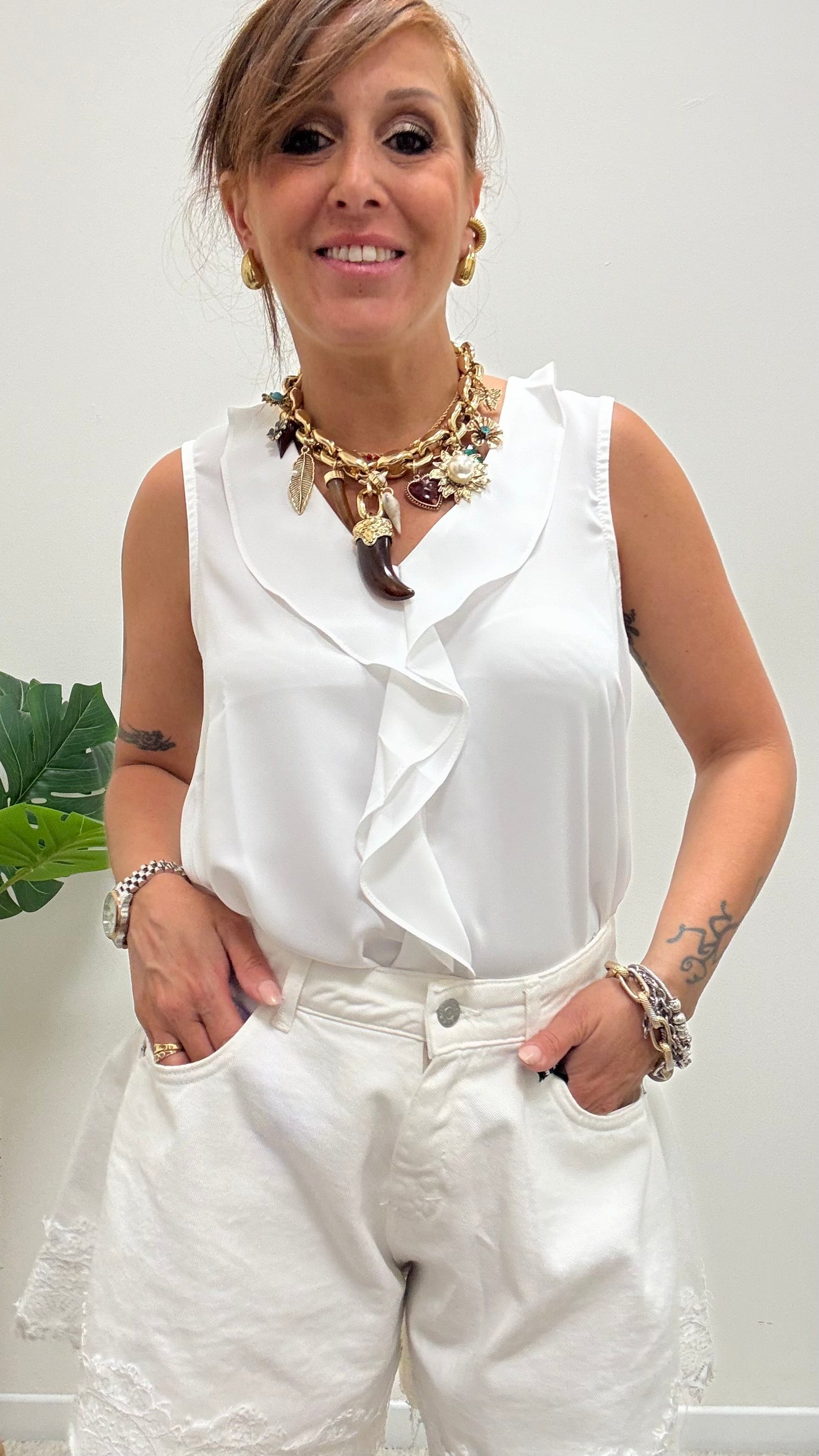 Canotta blusa con rouches Susy Mix