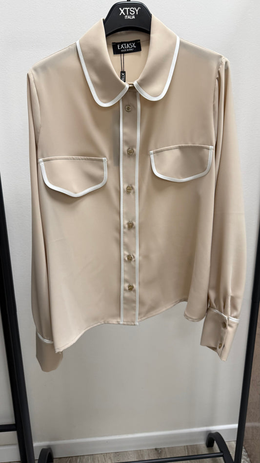 Camicia bon ton profili Extasy beige