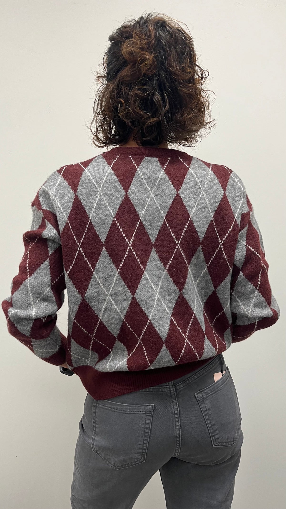 Maglia Paricollo Rombi Bordeaux Grigio Extin