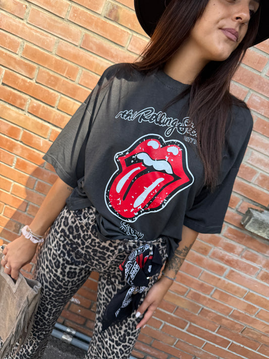 HaveOne T-Shirt Over con Stampa Rock e Roll Grigia