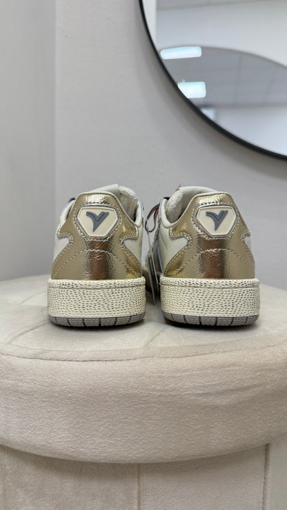 Sneackers Victoria donna beige/oro/animalier