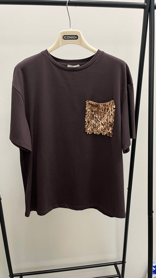 T-shirt tasca paillettes Moro Susy Mix