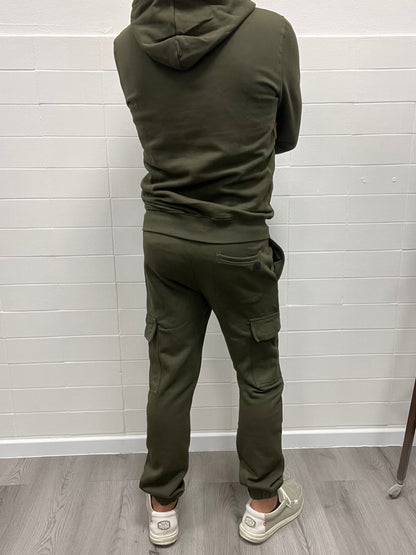 Pantalone in Felpa Cargo Verde Militare Uomo Gianni Lupo