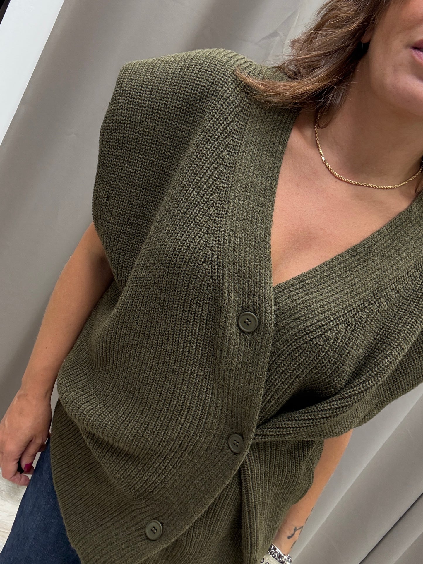 Gilet asimmetrico verde Haveone
