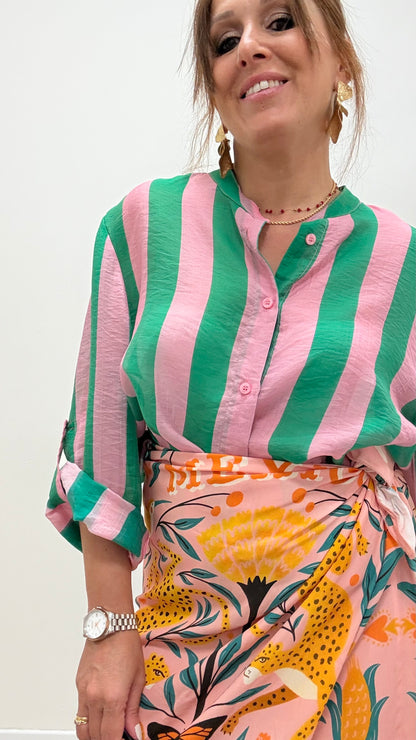 Camicia Riga verde e rosa HaveOne Art.CVS-Q422