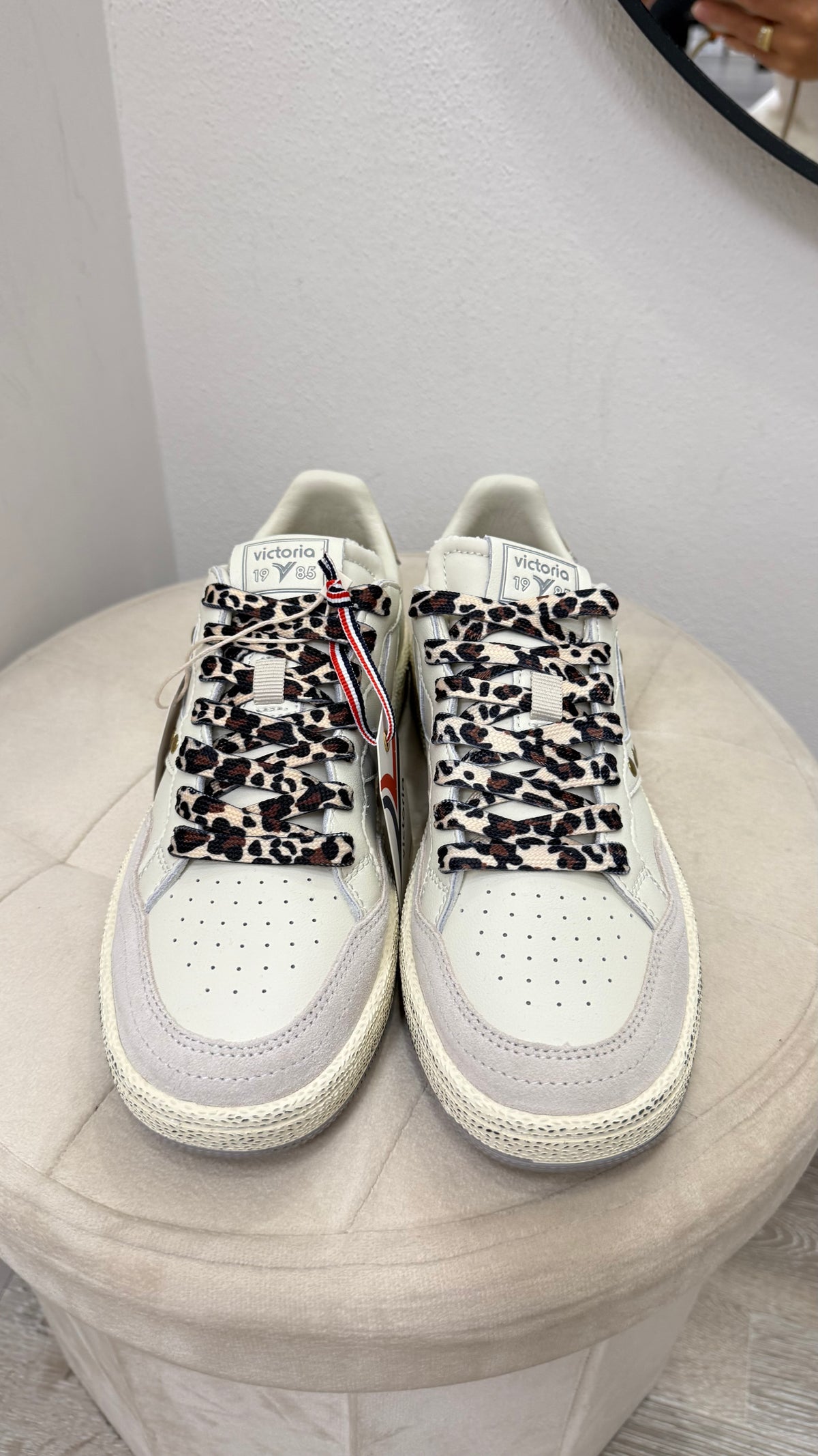Sneackers Victoria donna beige/oro/animalier