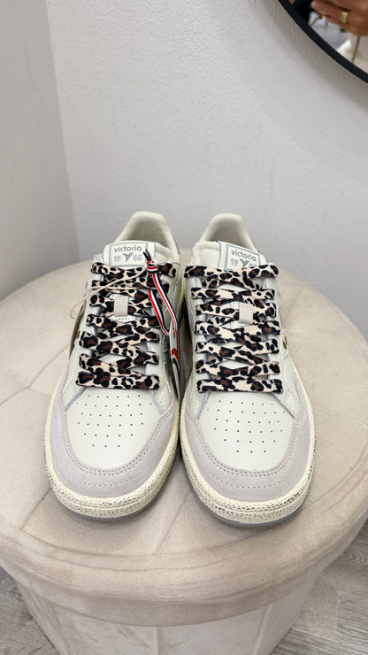 Sneackers Victoria donna beige/oro/animalier