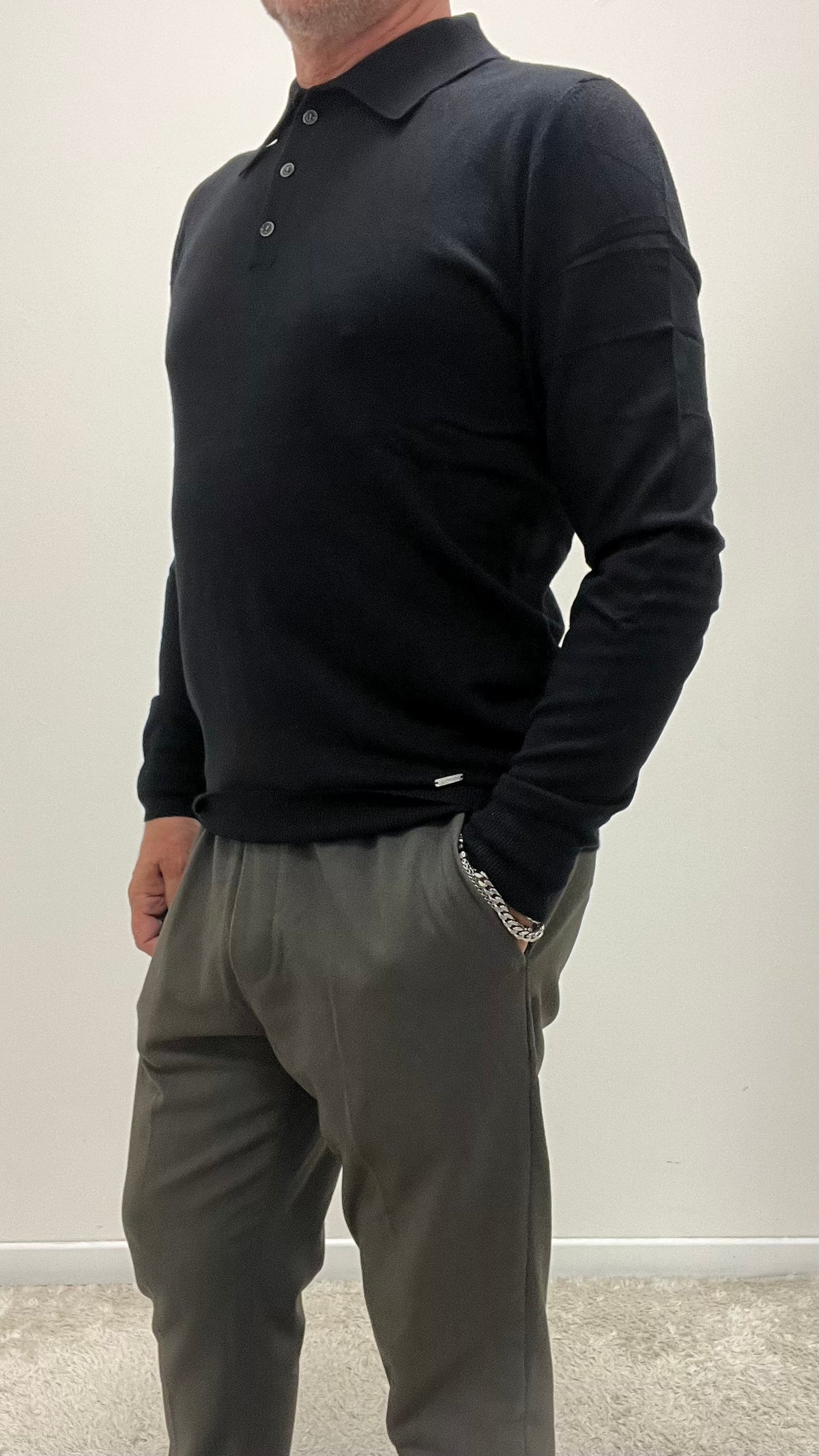 Polo in Lana Rasata Nera Gianni Lupo Art.GL508S