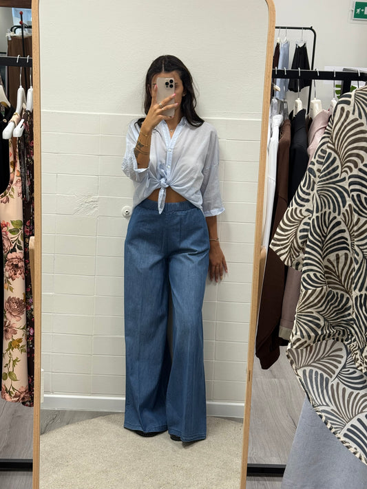 Susy Mix Pantalone Palazzo in Chambray