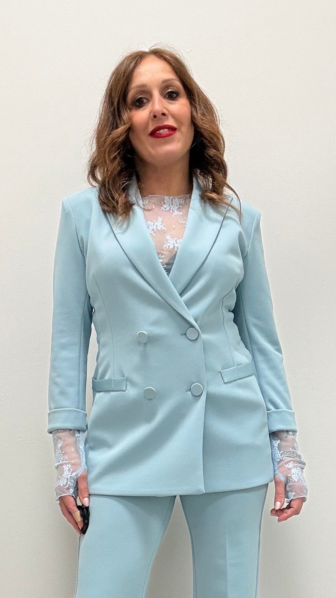 Giacca imperial inserti raso azzurro