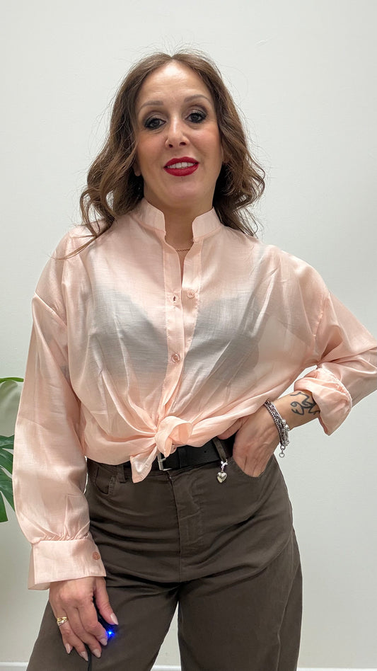Camicia coreana nodo Extasy cipria