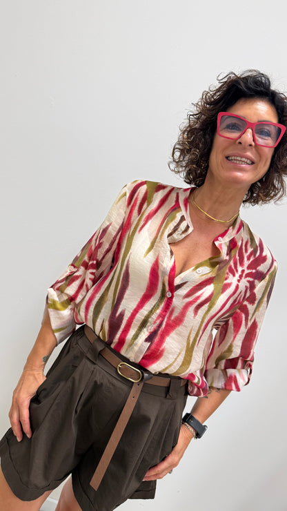 Camicia palme fucsia e verde HaveOne