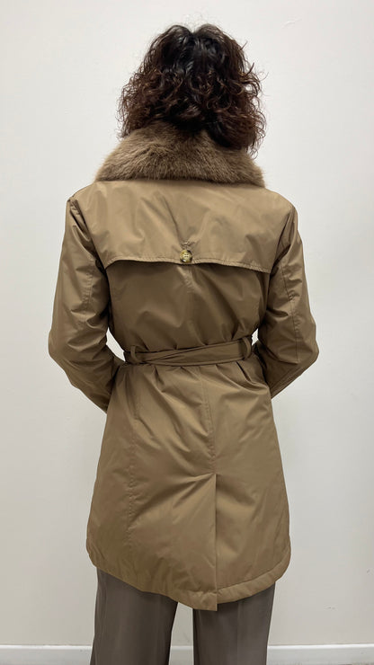 Trench con Collo Pelliccia Removibile Extasy Cammello