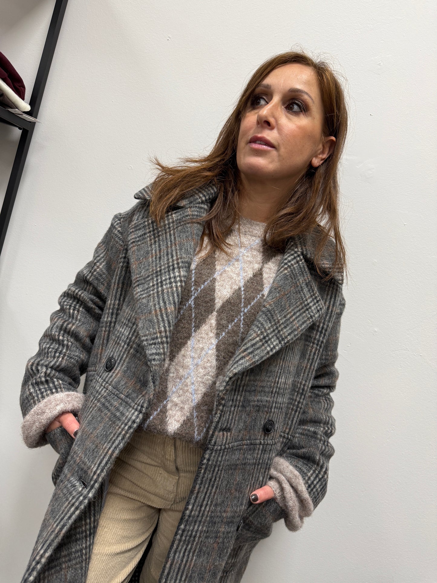 Cappotto Principe di Galles Over Grigio HaveOne