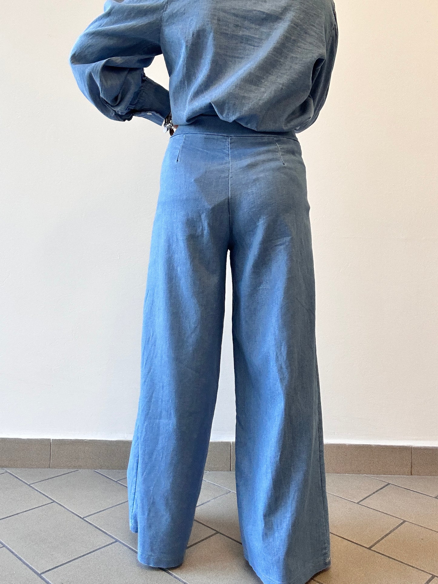 Pantaloni palazzo in Chambray Haveone