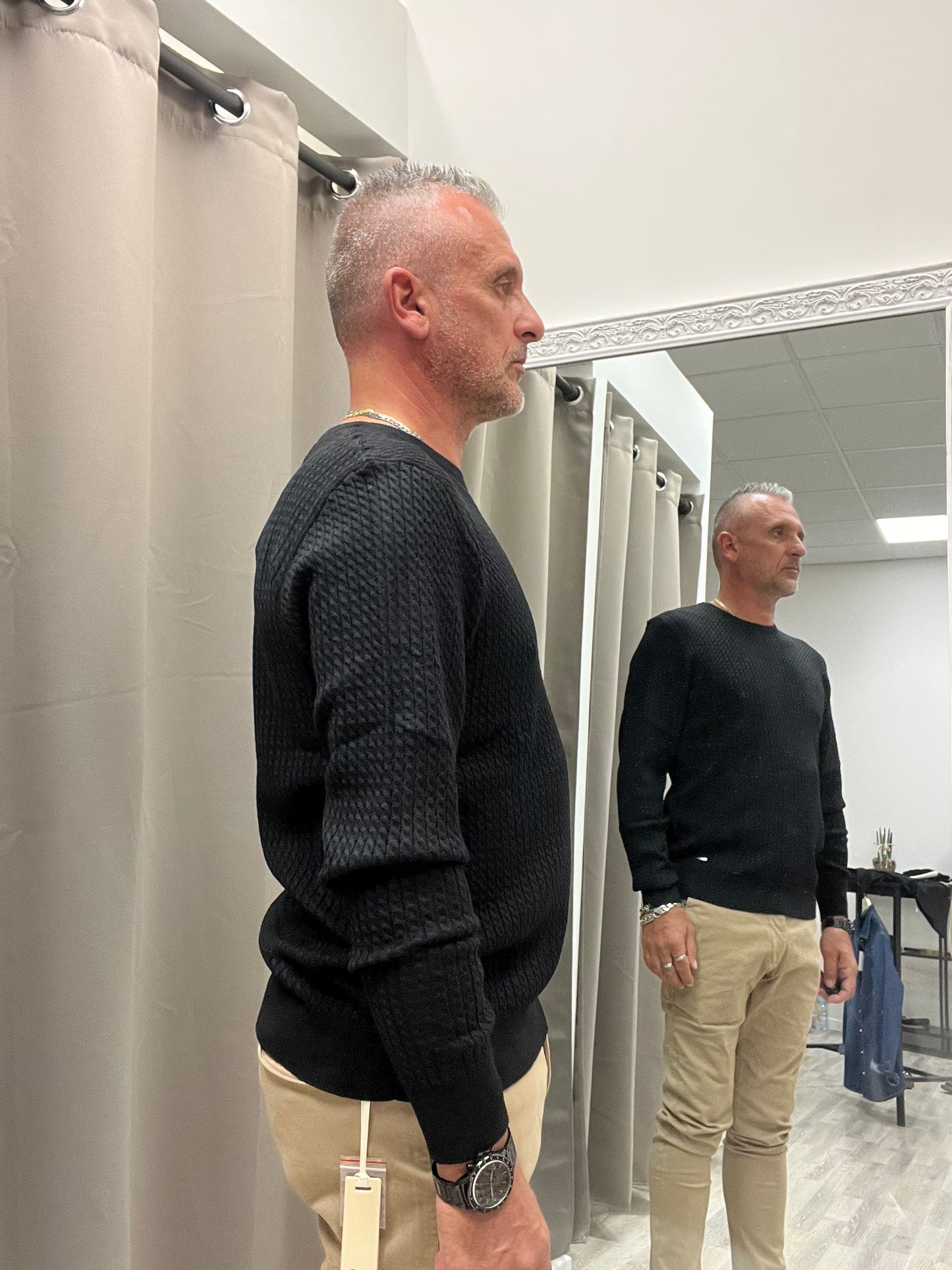 Gianni Lupo Maglia Girocollo Nera Uomo Intrecciato