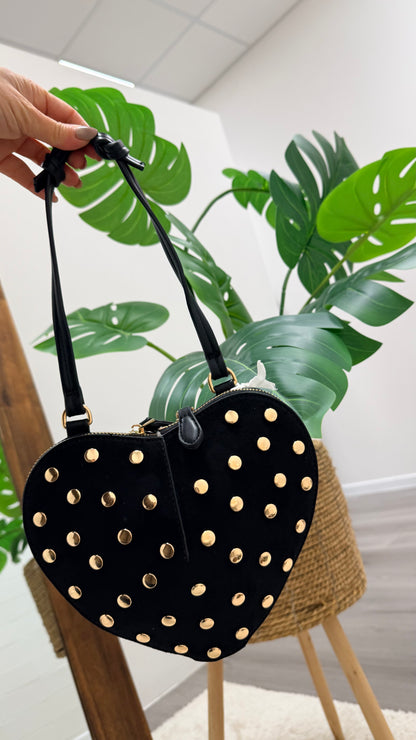Borsa cuore borchie oro nero Memoire