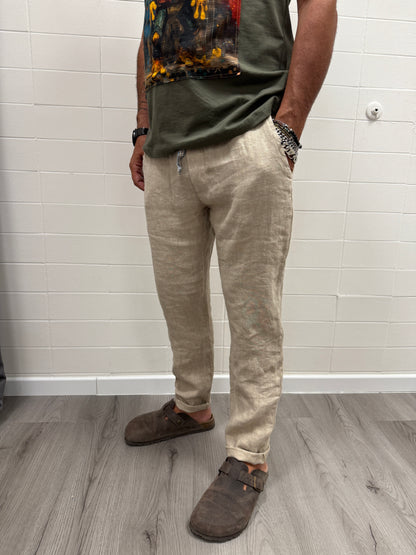 Circus Red Pantalone in Lino Beige