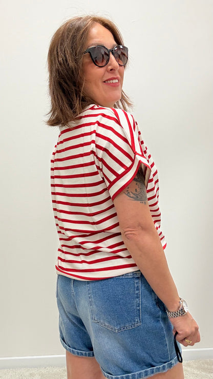 T-shirt scatolina righe Susy Mix rosso