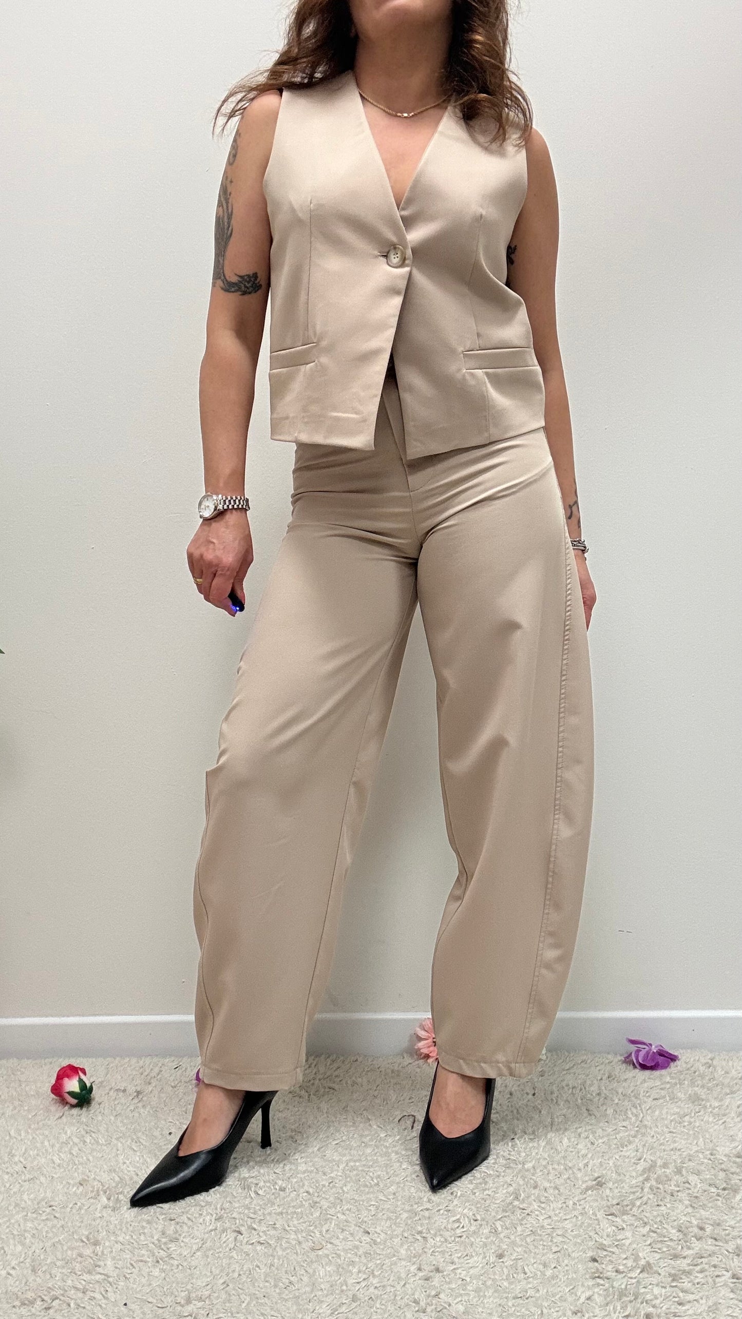 Completo gilet+pantaloni Haveone beige
