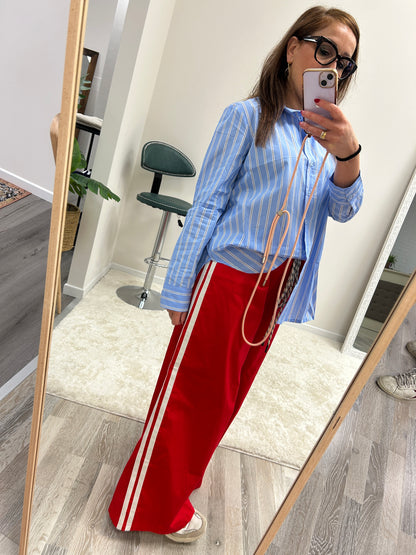 Susy Mix Pantalone Palazzo rosso con Banda Laterale