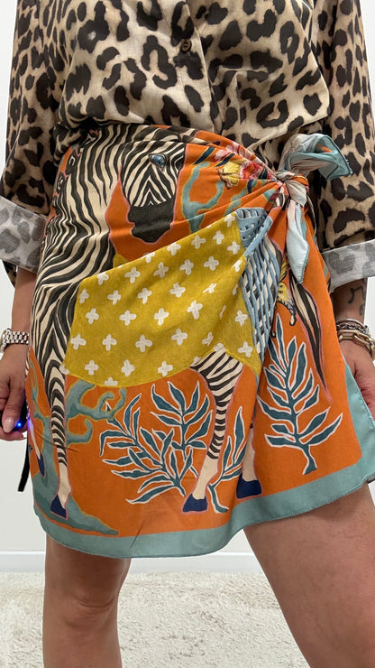 Gonna pareo corta zebra arancio Haveone art. GVS-Q224