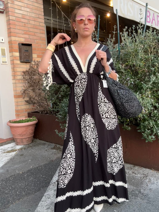 Susy Mix abito impero con nappine