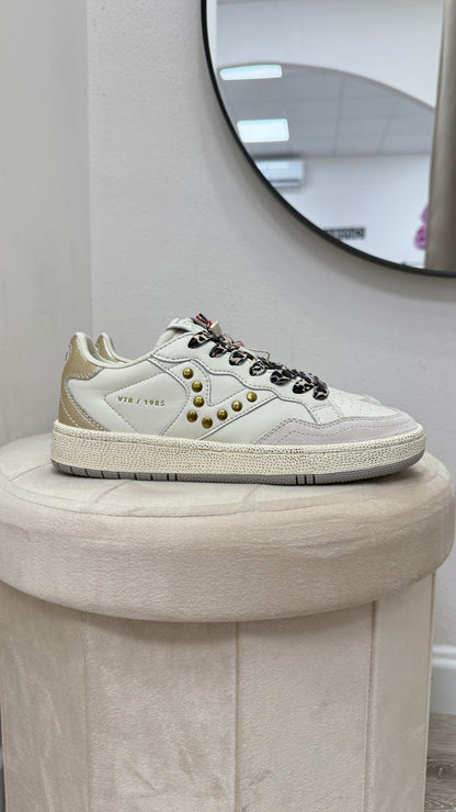 Sneackers Victoria donna beige/oro/animalier