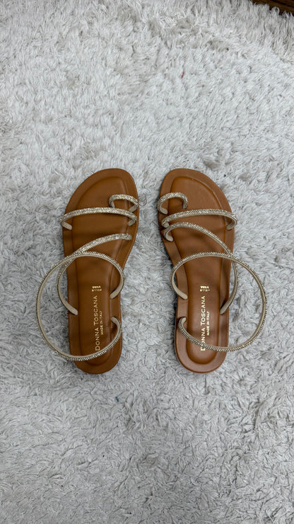Ciabatta strass in pelle Donna Toscana