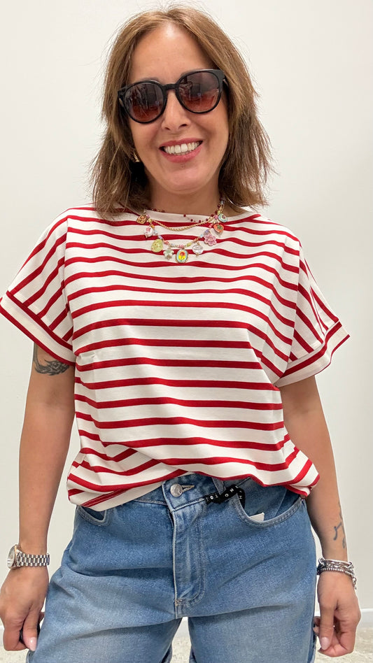 T-shirt scatolina righe Susy Mix rosso