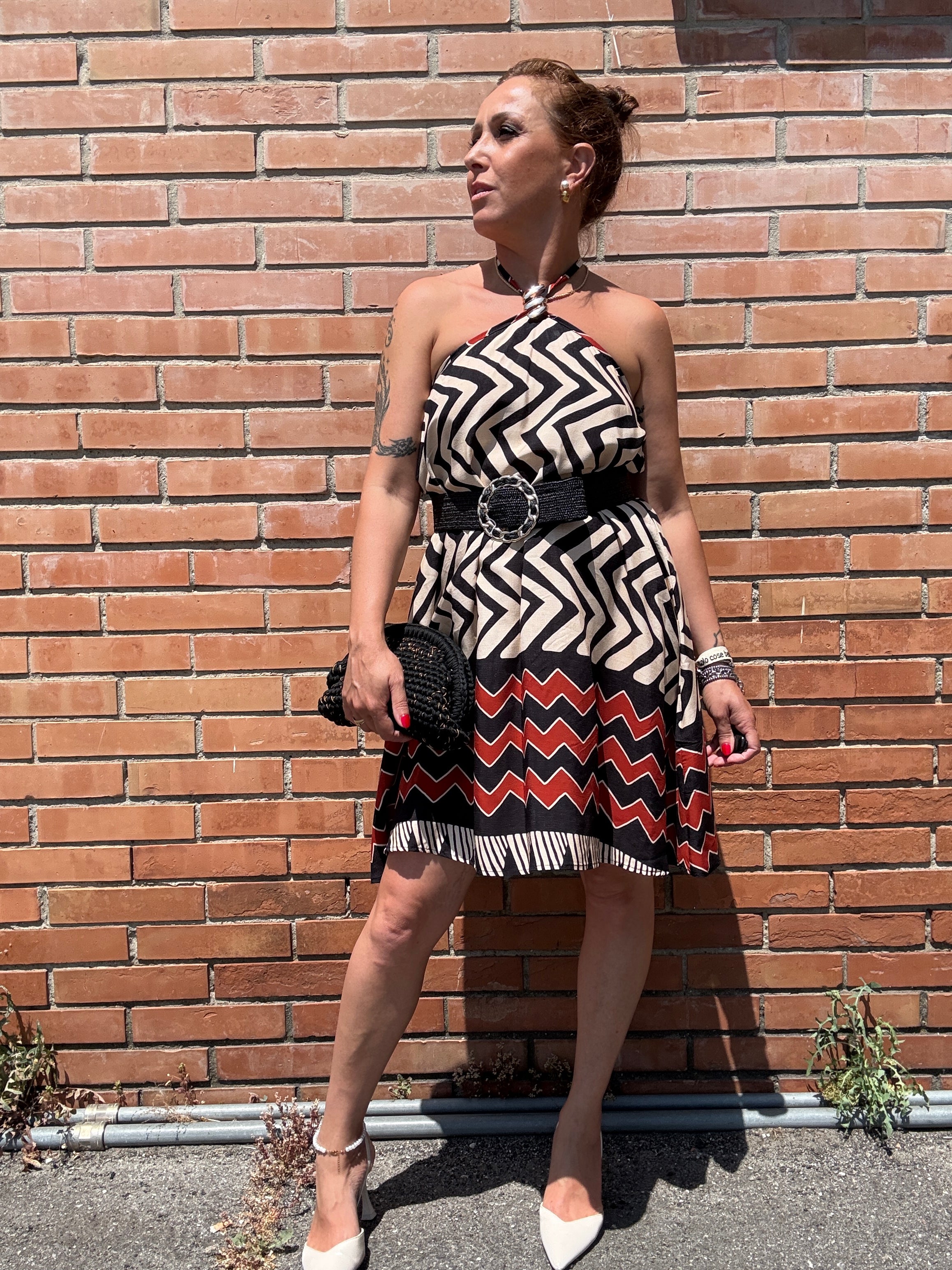 Abito fascia fantasia etnica con gioiello Haveone