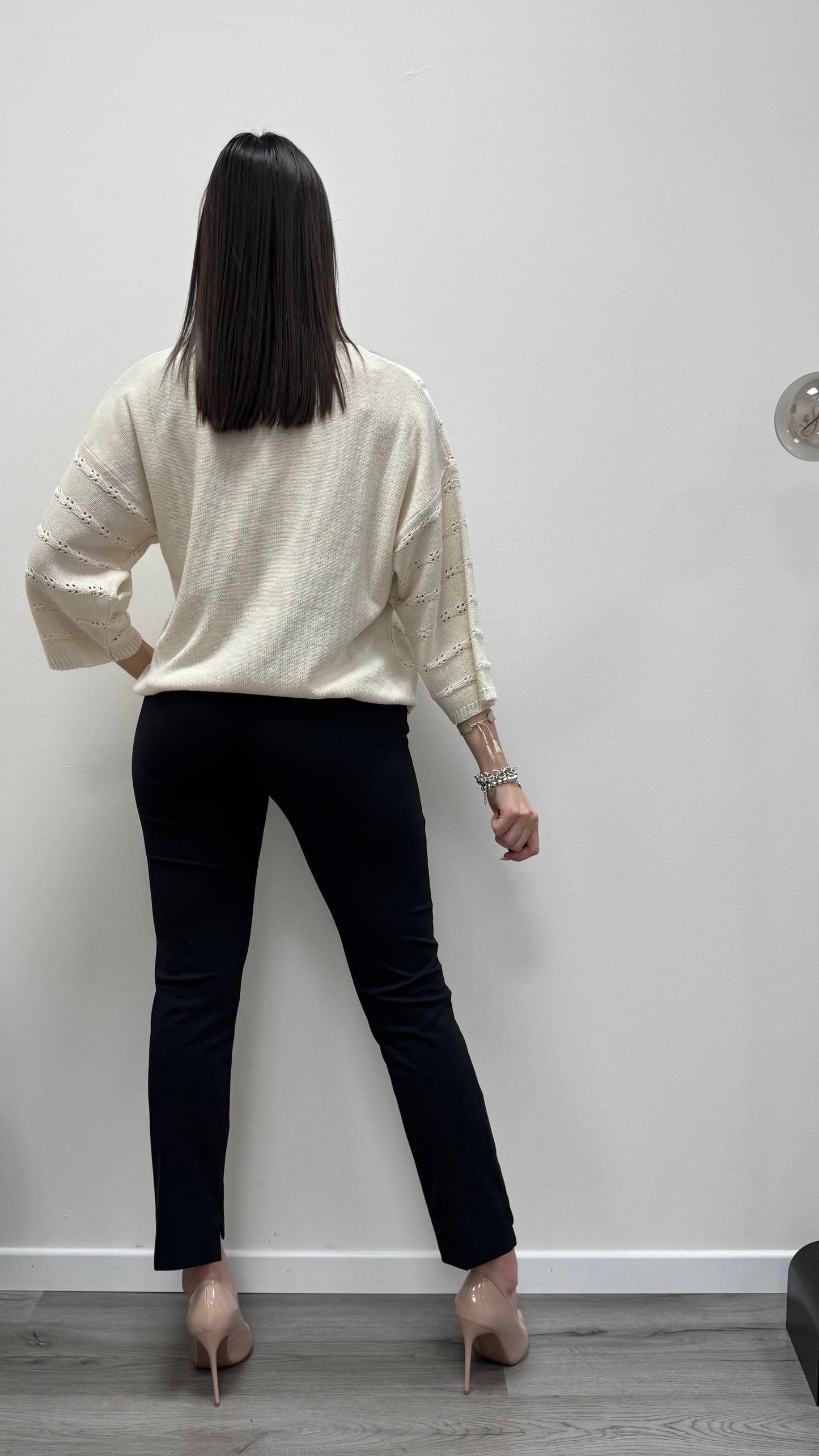 Maglia paricollo con coulisse regolabile e manica kimono Haveone