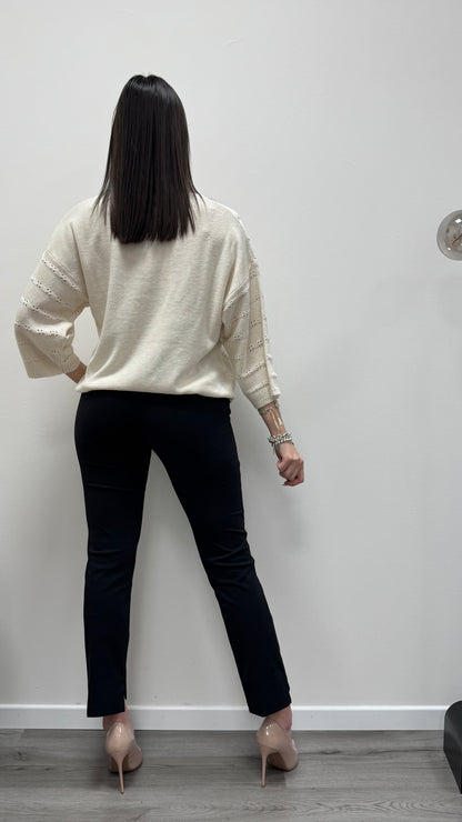 Maglia paricollo con coulisse regolabile e manica kimono Haveone