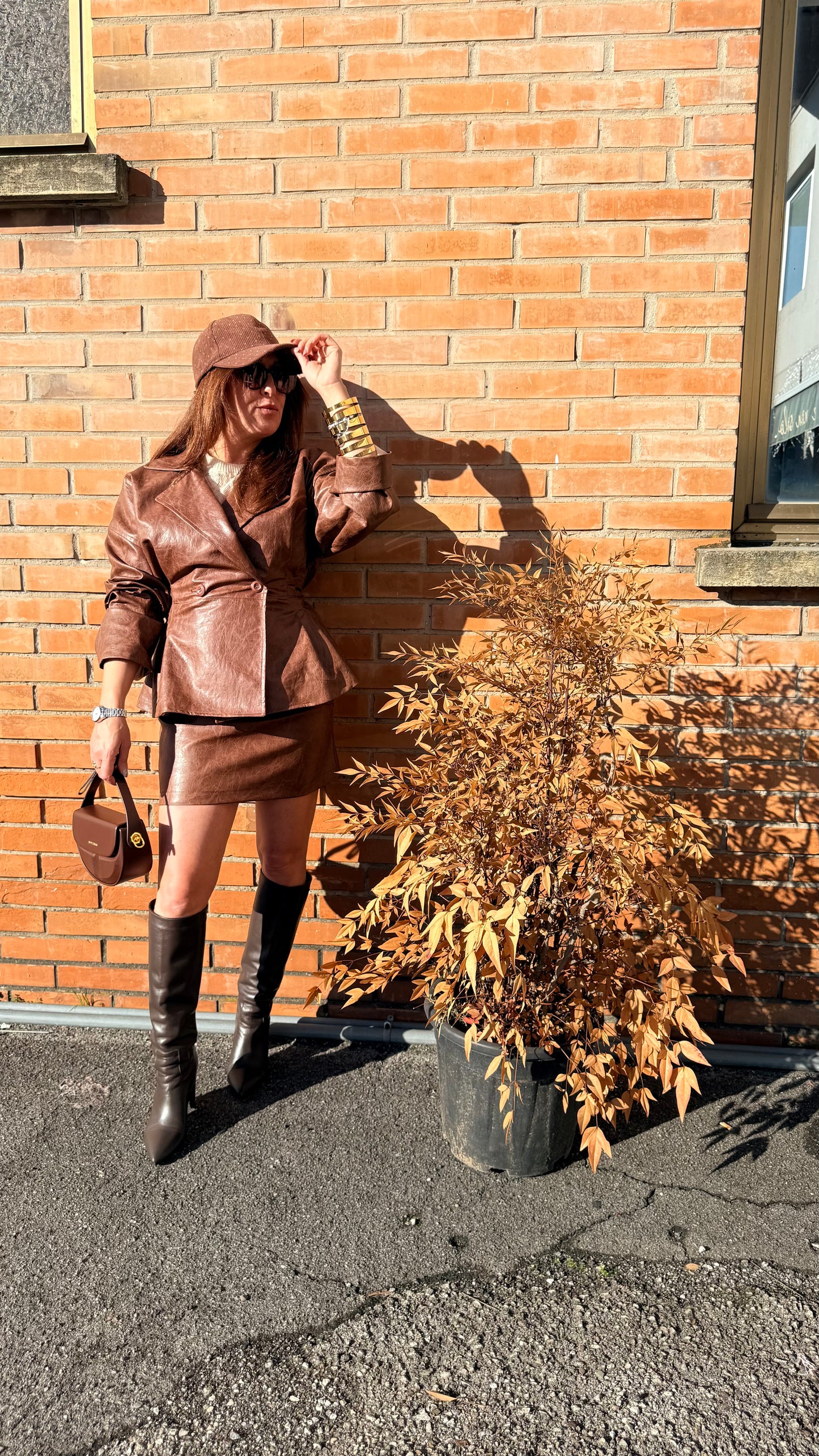 Giacca corsetto ecopelle martellata avvitata Haveone