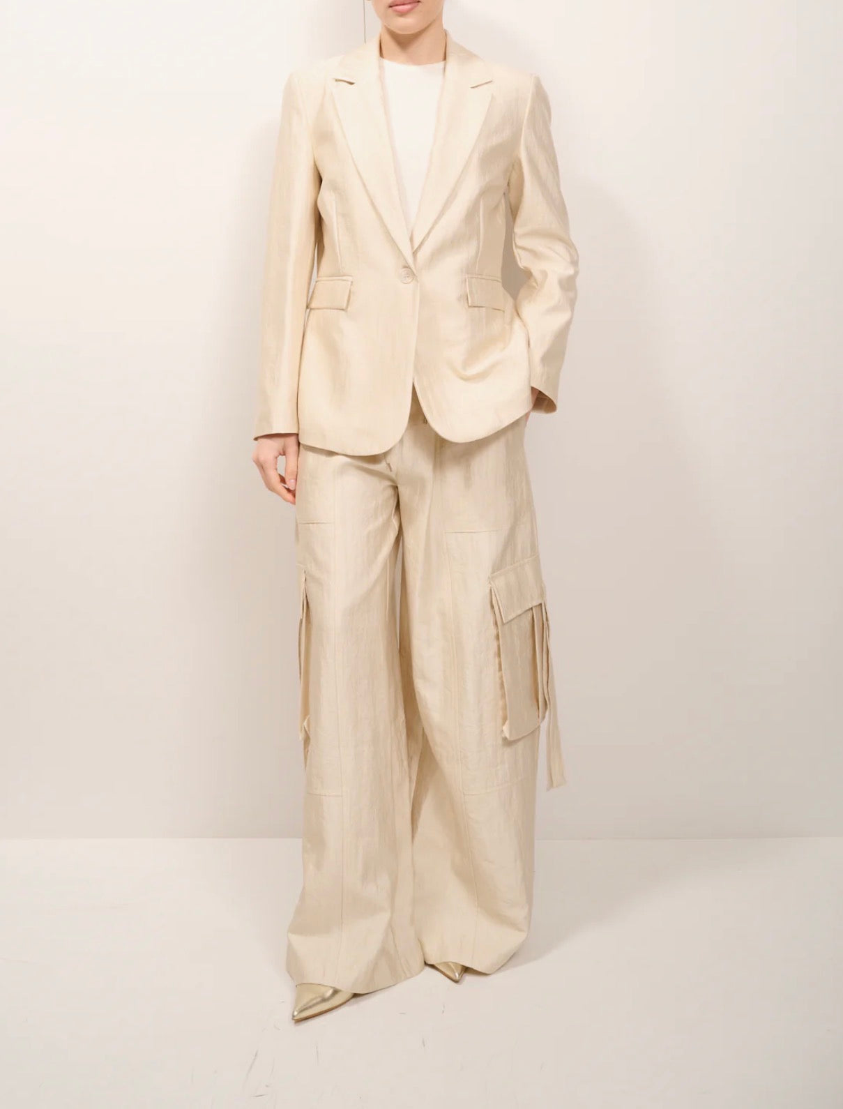 Giacca Monopetto Avvitata Tensione In Burro