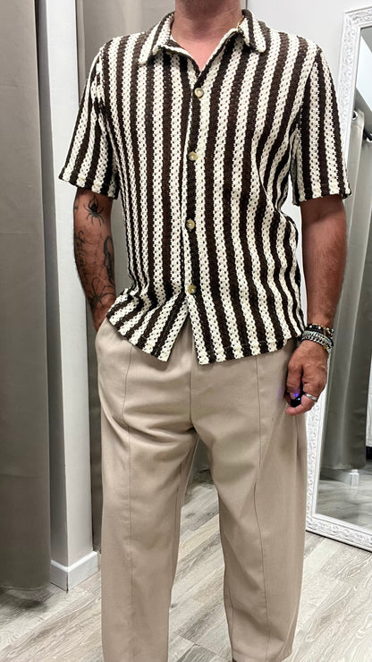 Camicia Righe Traforata Burro Moro Imperial
