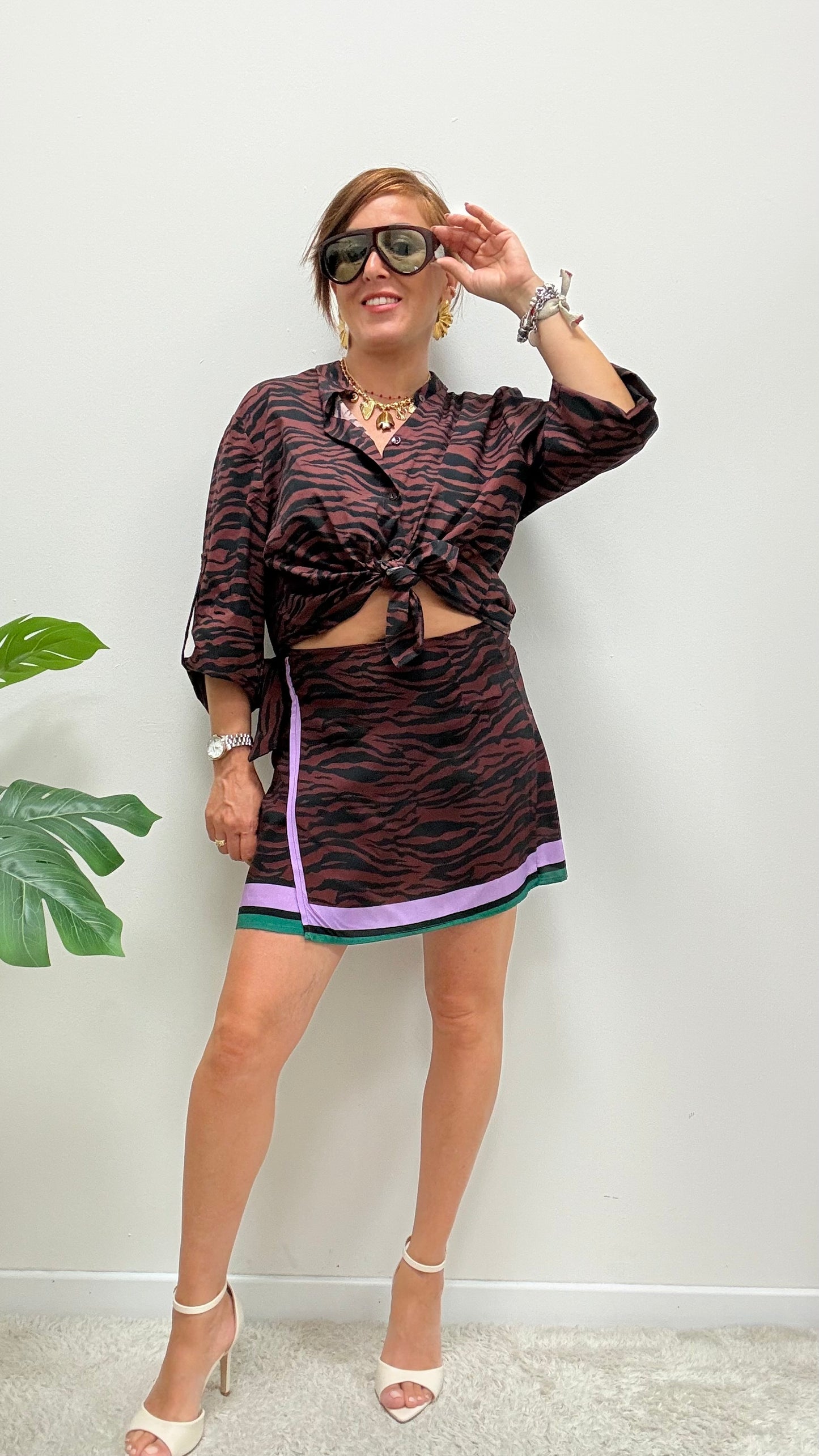 Gonna Pareo corta zebra bordeaux e nero HaveOne Art.GMA-Q302