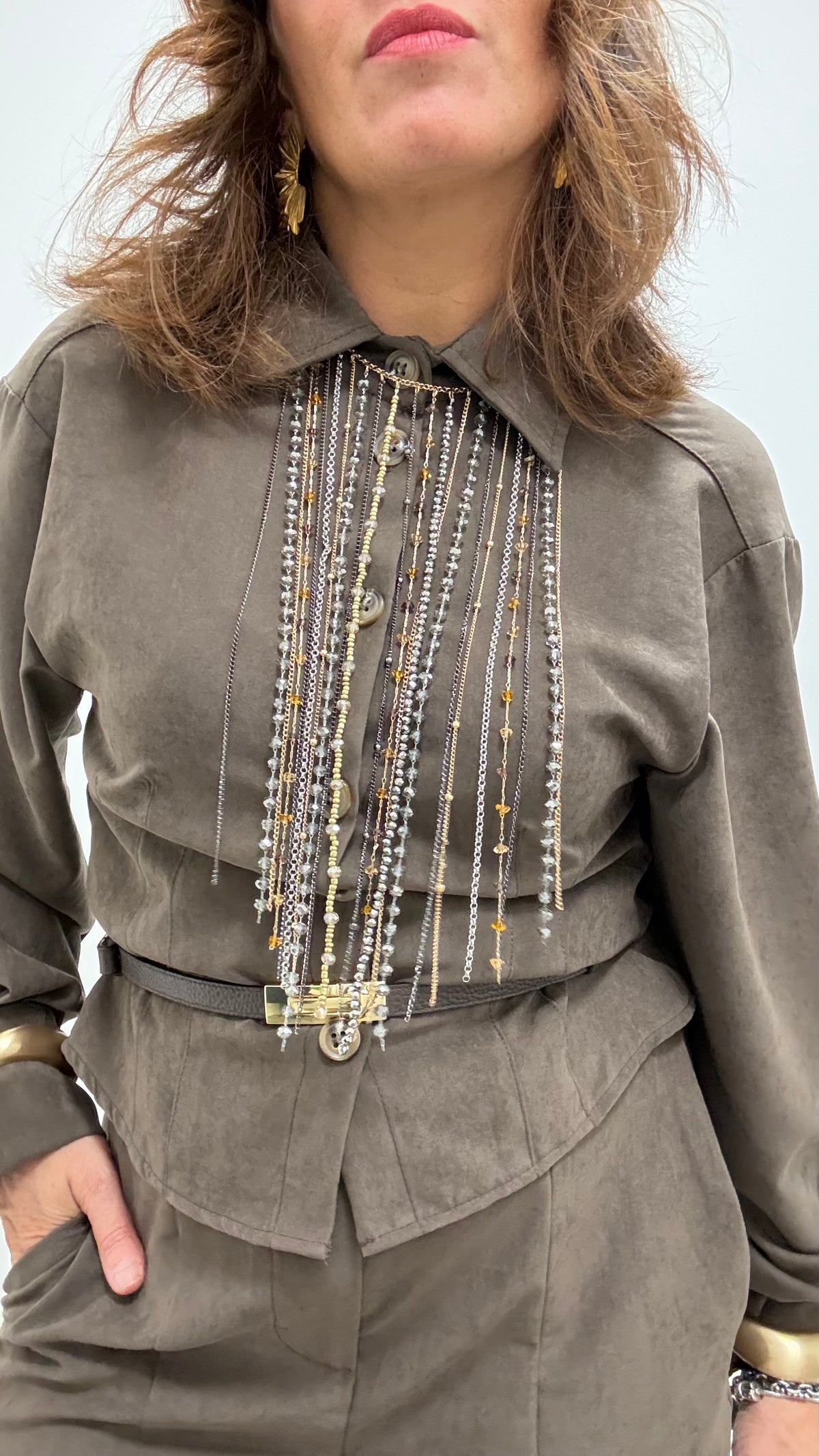 Collana Medusa multifilo pietre e oro