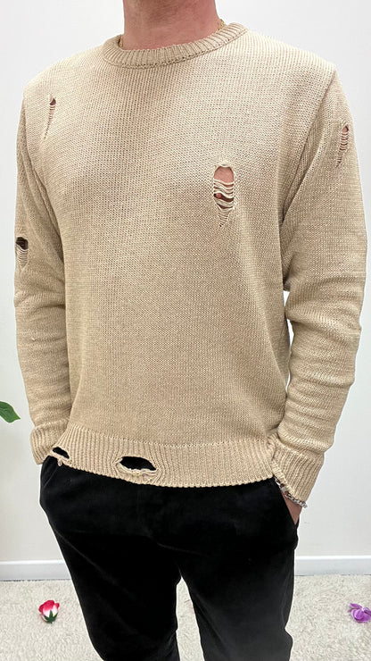 Maglia con Rotture Beige Imperial