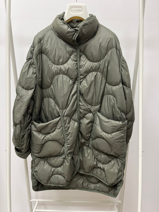 HaveOne Piumino Lungo Trapuntato Verde Militare
