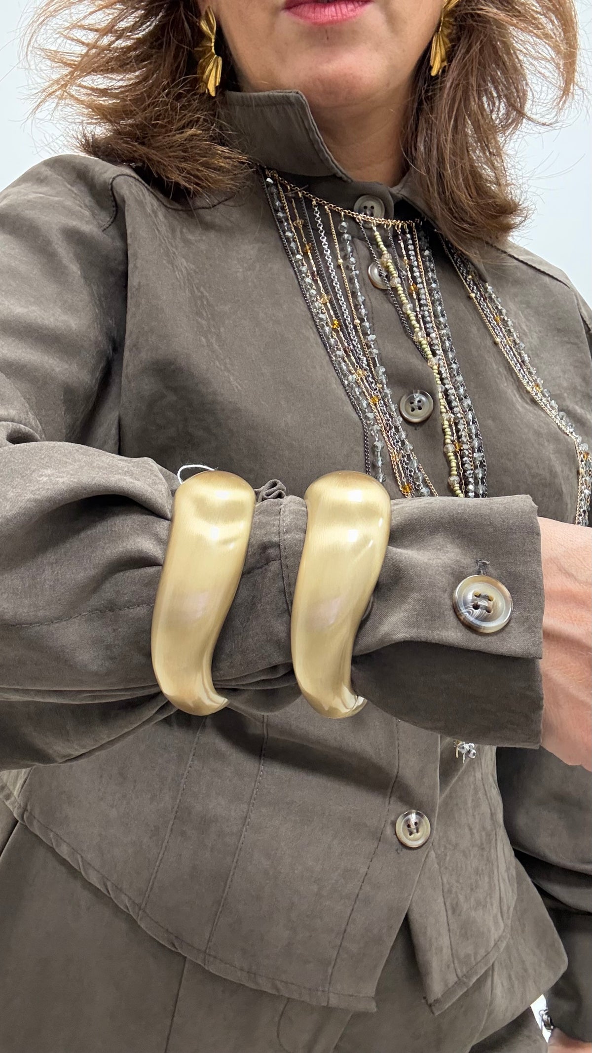 Bracciale Onda Acciaio oro satinato