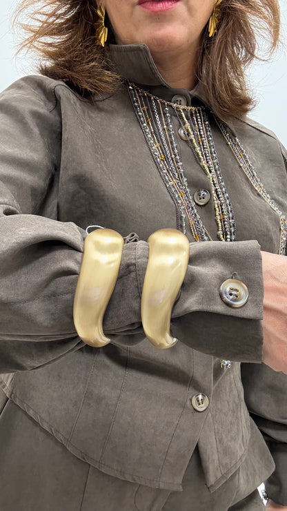 Bracciale Onda Acciaio oro satinato