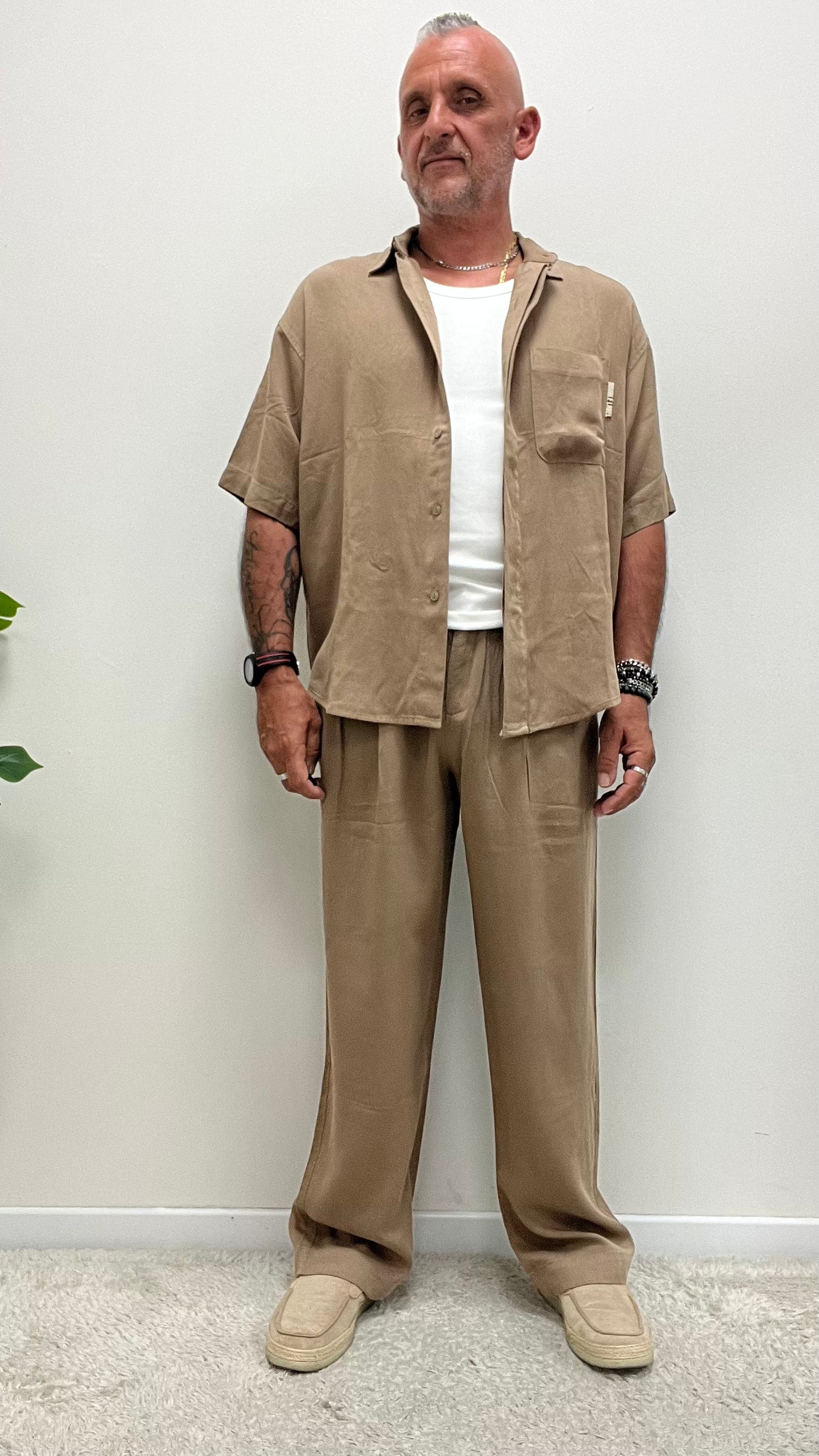 Pantalone Cammello Dritto Double Label
