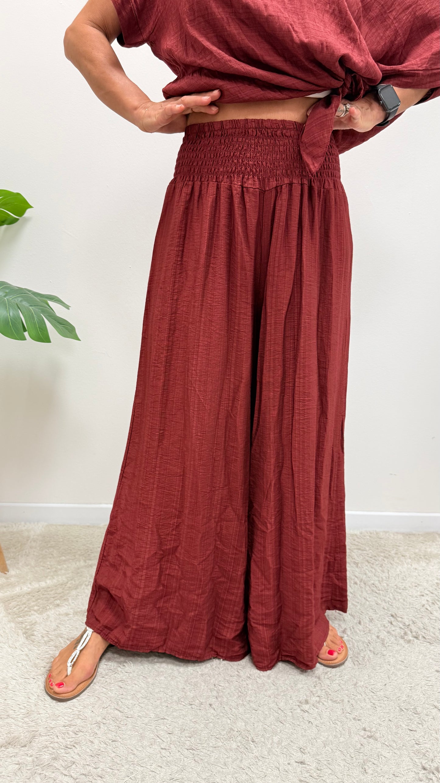 Pantaloni palazzo Extasy vino