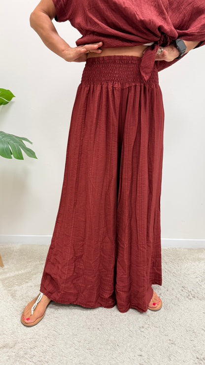 Pantaloni palazzo Extasy vino