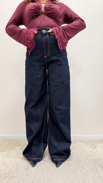 Denim Wide Leg Lavaggio Scuro Motel Art.ZOE-756
