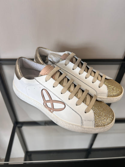 Sneaker glitter oro e rosa in pelle Ovyè