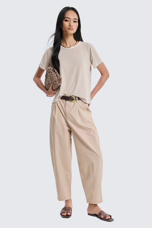 Two Way pantalone barrel leggero carrot con pinces biscotto